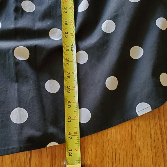 Black and White Polka Dot Flowy Button Up Short Sleeve Dress with Pockets Large - Picture 16 of 16